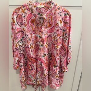 Umgee Pink and Orange Paisley Blouse